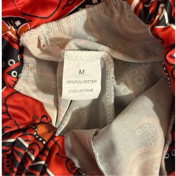 Vibrant Red and Black Patterned Boho Pants Size Medium - Picture 3 of 5